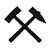 Black and white image icon for a Multiple Site Single Fee Request displaying a hammer and a pick axe.